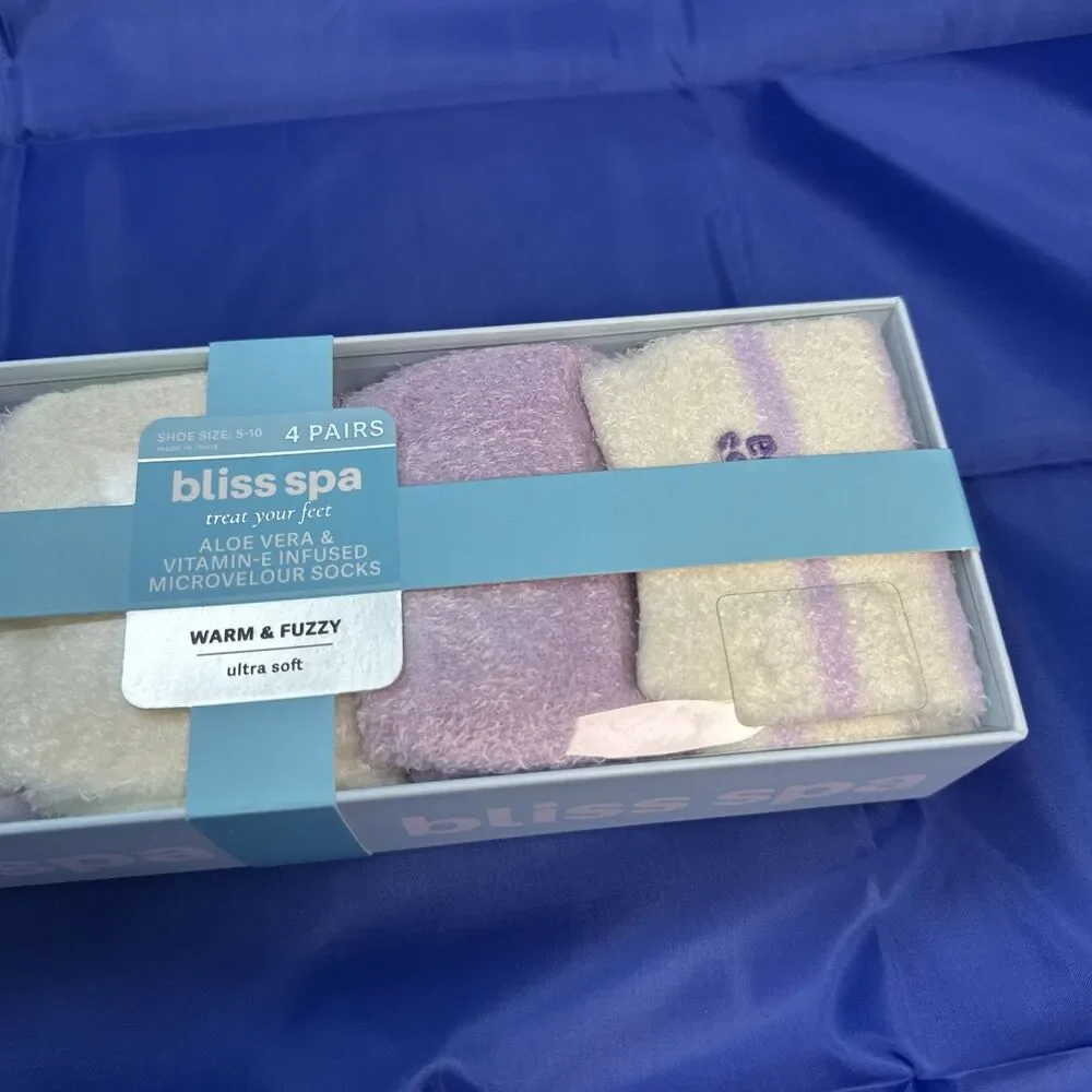 Aloe Vera&Vitamin-E Infused Microvelour 4 Pair Socks Warm&fuzzy Ultra Soft